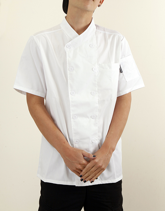 白色短袖雙排扣廚師服XL