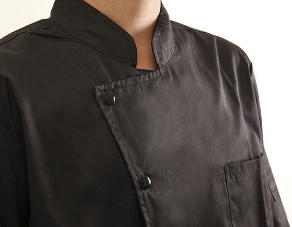 黑色七分袖單排扣廚師服